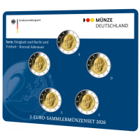 Allemagne 2 Coffret Euros BU 2026 - Konrad Adenauer - ADFGJ Allemagne 2 Coffret Euros BU 2026 - Konrad Adenauer - ADFGJ