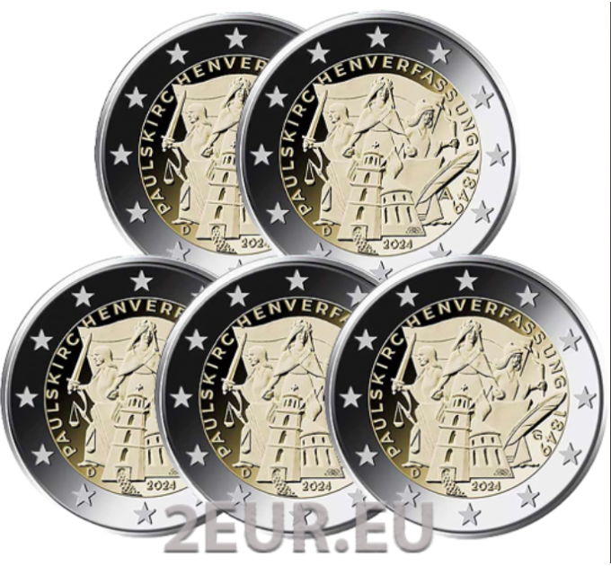 Allemagne 2 euros UNC 2024 - 175 ans de la Constitution de l'église Saint-Paul - ADFGJ