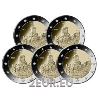Allemagne 2 euros UNC 2022 - Thuringe - Château de Wartburg - ADFGJ