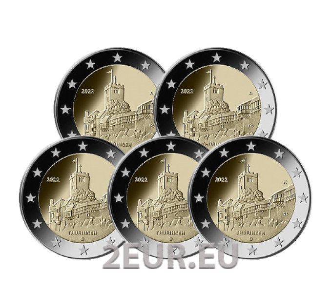 Allemagne 2 euros UNC 2022 - Thuringe - Château de Wartburg - ADFGJ