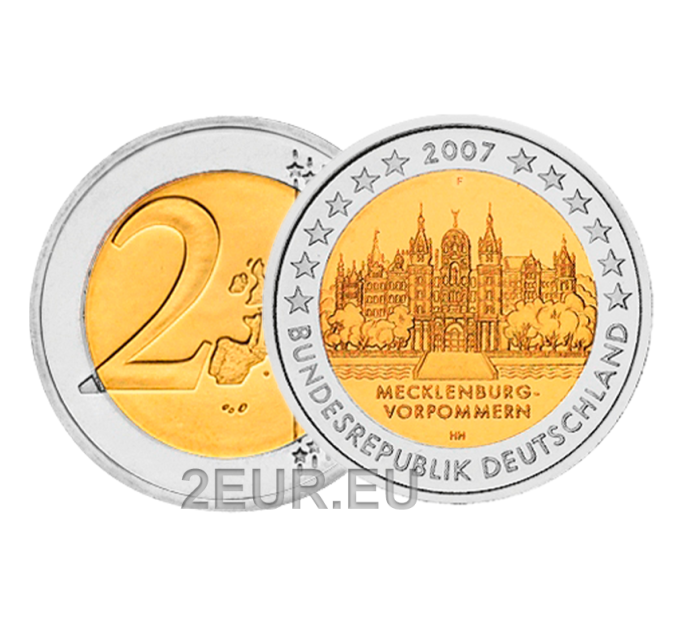 Allemagne 2 euros UNC 2007 - Château de Schwerin - F - Stuttgart