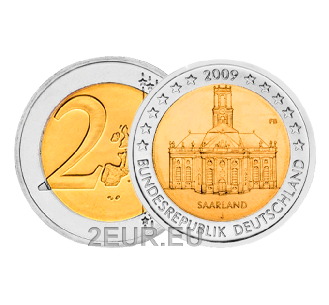 Allemagne 2 euros UNC 2009 - Sarre Ludwigskirche Sarrebruck - J - Hambourg