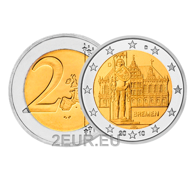 Allemagne 2 euros UNC 2010 - Hôtel de ville et Roland - D - Munich