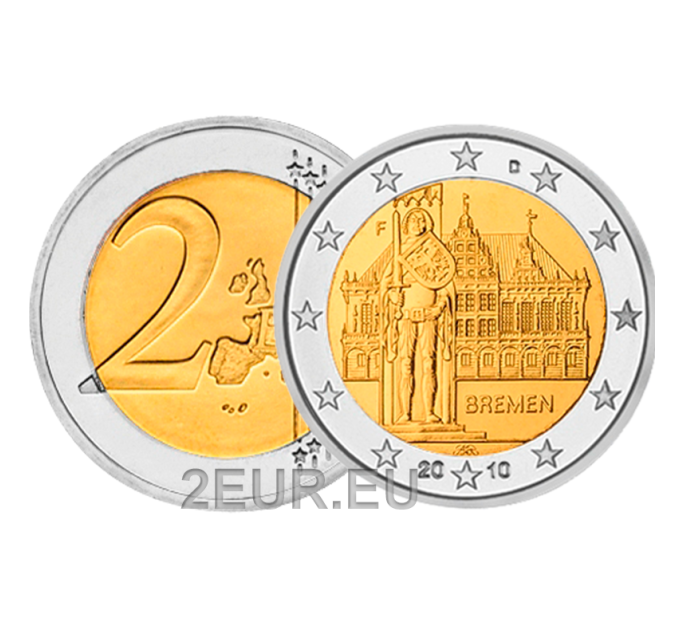 Allemagne 2 euros UNC 2010 - Hôtel de ville et Roland - F - Stuttgart