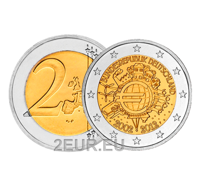 Allemagne 2 euros UNC 2012 - 10 Years of Euro Cash - F - Stuttgart