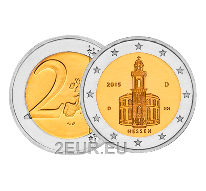 Allemagne 2 euros UNC 2015 - Église Saint-Paul - G - Karlsruhe