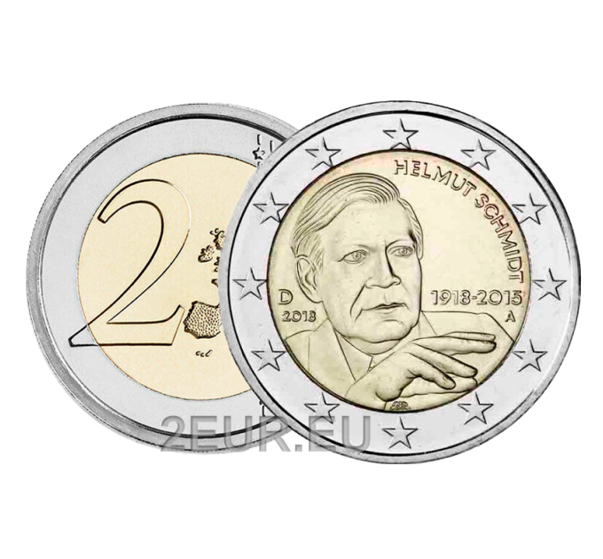Allemagne 2 euros UNC 2018 - 100e anniversaire d'Helmut Schmidt - J - Hambourg