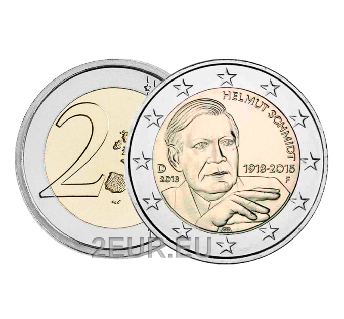 Allemagne 2 euros UNC 2018 - 100e anniversaire de Helmut Schmidt - F - Stuttgart