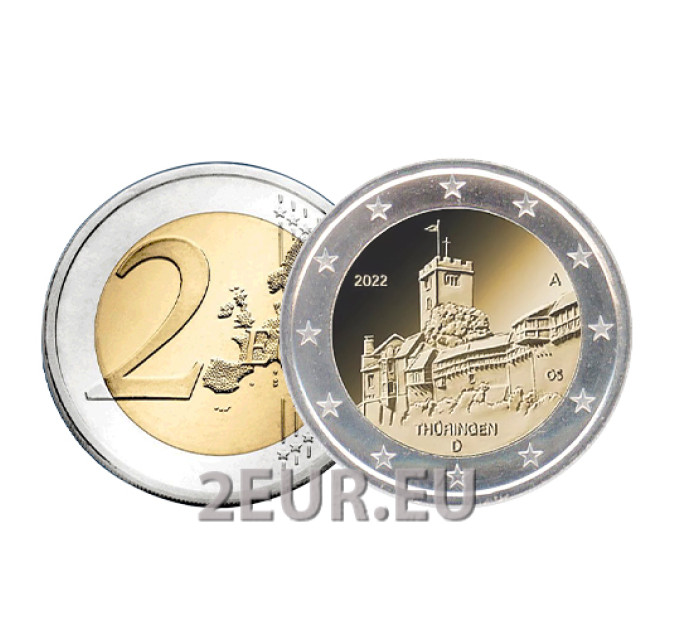 Allemagne 2 euros UNC 2022 - Thuringe. Château de la Wartbourg  - D - Munich