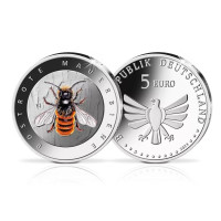 Allemagne 5 euros UNC 2023-2 - Le monde merveilleux des insectes - Abeille maçonne rouge