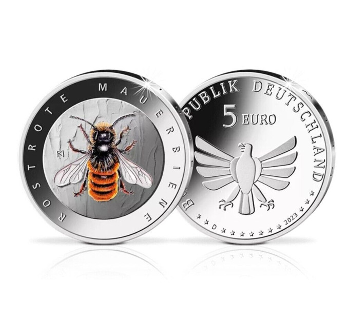 Allemagne 5 euros UNC 2023-2 - Le monde merveilleux des insectes - Abeille maçonne rouge