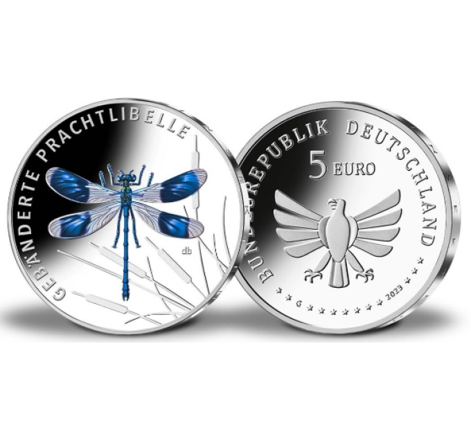 Allemagne 5 euros UNC 2023-3 - Le monde merveilleux des insectes - Demoiselle à bandes