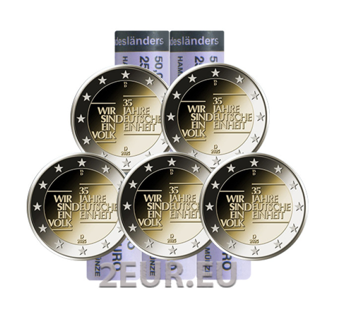 Allemagne 2 euros rouler UNC 2025 - 35 ans d'unité allemande - ADFGJ