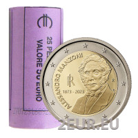 Italie 2 euros UNC rouleau 2023 - 150e anniversaire de la mort d'Alessandro Manzoni Italie 2 euros UNC rouleau 2023 - 150e anniversaire de la mort d'Alessandro Manzoni