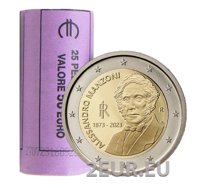 Italie 2 euros UNC rouleau 2023 - 150e anniversaire de la mort d'Alessandro Manzoni