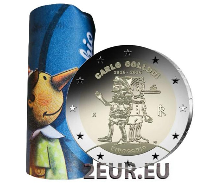 Italie 2 euro UNC roll 2026 - 200e anniversaire de la naissance de Carlo Collodi