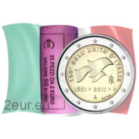 Italie 2 euros UNC rouleau 2011 - Les 150 ans de l'unification de l'Italie Italie 2 euros UNC rouleau 2011 - Les 150 ans de l'unification de l'Italie