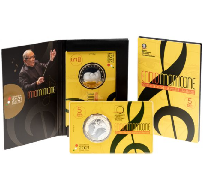 Italie 5 euros BU 2021 - Série des grands artistes italiens - Ennio Morricone