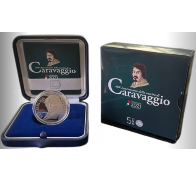 Italie 5 euros Argent PROOF 2021 - 450e anniversaire de la naissance de Caravage