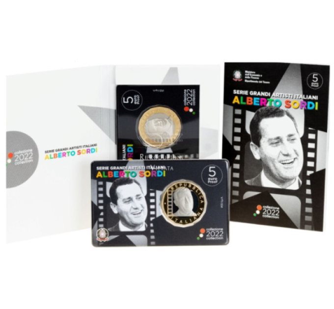 Italie 5 euros PROOF 2022 - Grands artistes italiens - Alberto Sordi