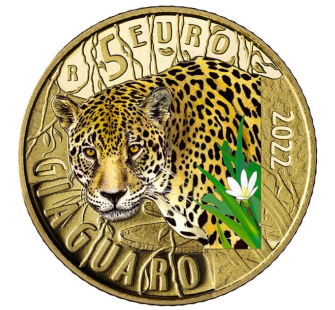 Italie 5 euros PROOF 2022 - Animaux en voie de disparition - Le jaguar