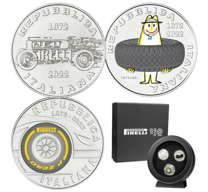 Italie 5 euros Argent BU 2022 - 150 ans de Pirelli - Triptyque