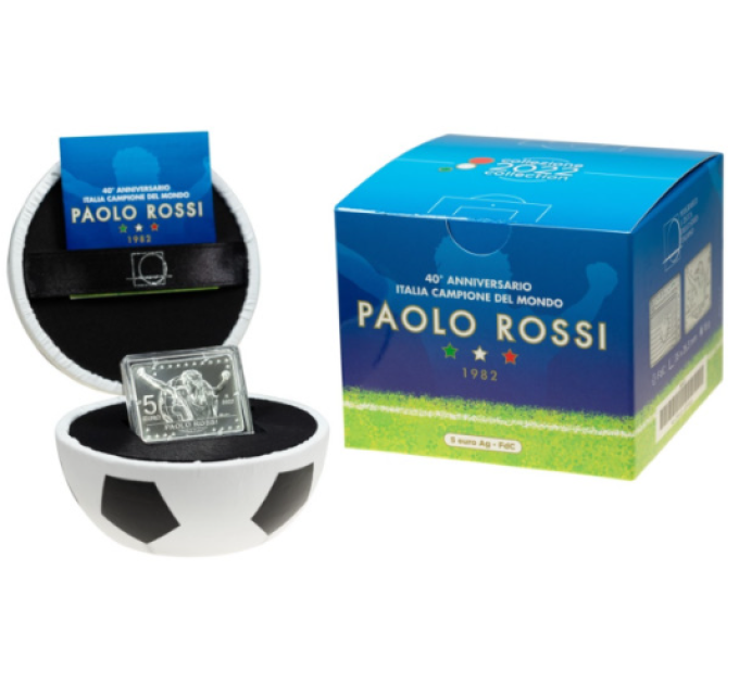 Italie 5 euros Argent BU 2022 - 40e anniversaire du champion du monde de football italien Paolo Rossi