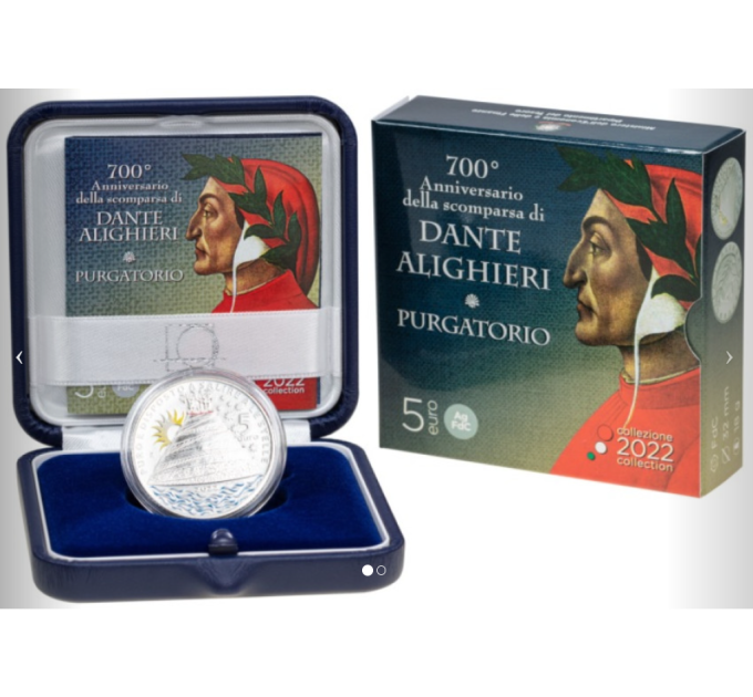 Italie 5 euros Argent PROOF 2022 - 700e anniversaire de la mort de Dante Alighieri : le Purgatoire