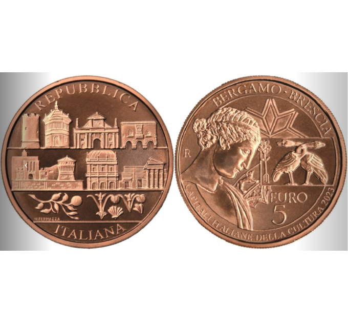 Italie 5 euros BU 2023 - Capitales culturelles italiennes - Bergame et Brescia