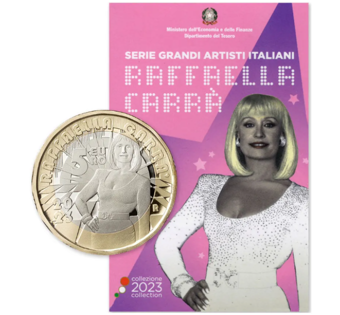 Italie 5 euros BU 2023 - Série Grands Artistes Italiens - Raffaella Carrà