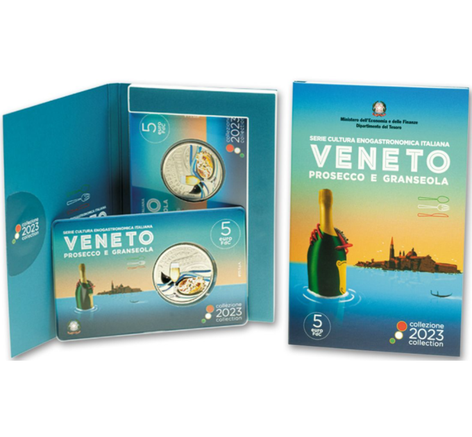 Italie 5 euros BU 2023 - Culture gastronomique et œnologique italienne – Vénétie – Prosecco et Granseola