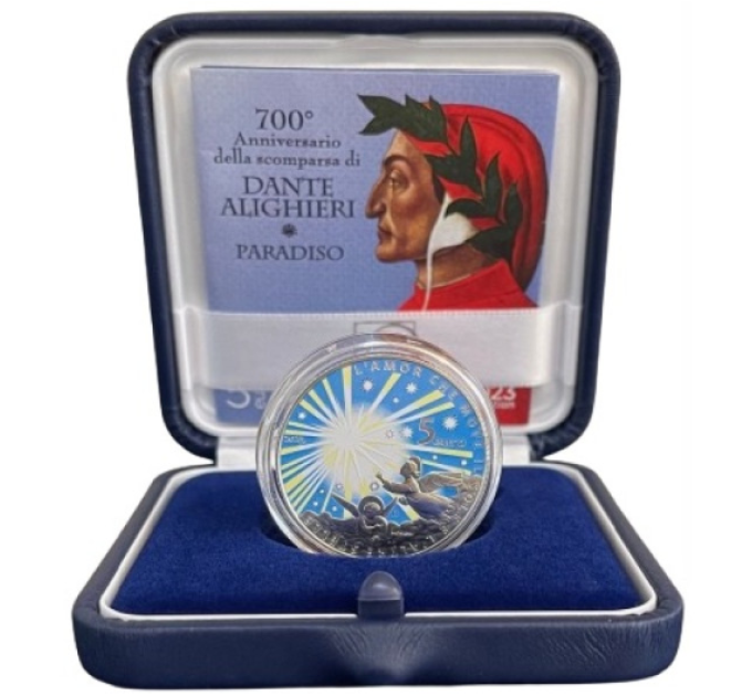 Italie 5 euros Argent PROOF 2023 - 700e anniversaire du décès de Dante Alighieri - Paradiso