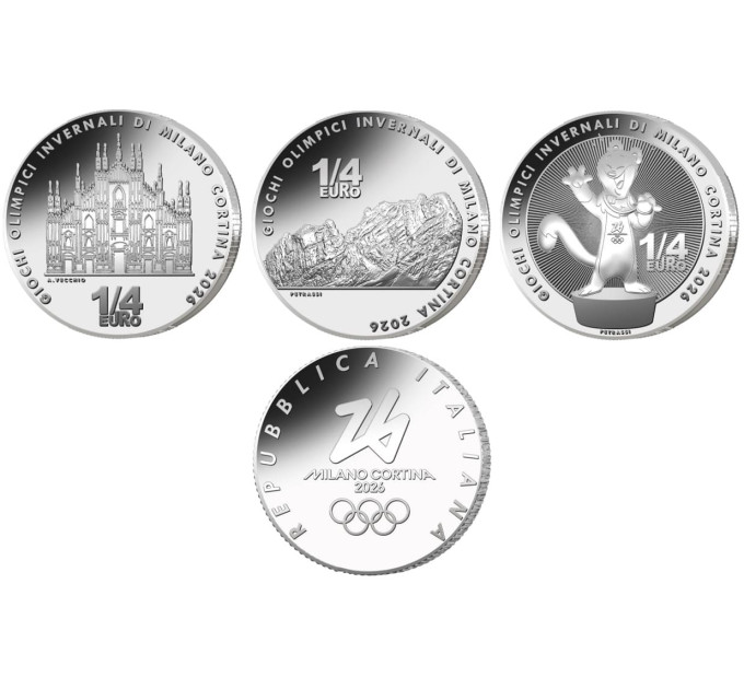 Italie 1/4 euro UNC 2025 - Jeux olympiques d'hiver de Milan Cortina