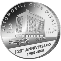 Italie 3 euros Argent BU 2025 - 120e anniversaire de la fondation de l'ACI - Automobile Club d'Italie