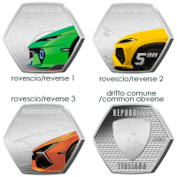 Italie 5 euros Argent BU 2025 - Excellences italiennes - voitures Lamborghini - Triptyque