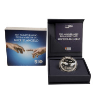 Italie 5 euros Argent BU 2025 - 550e anniversaire de la naissance de Michelangelo