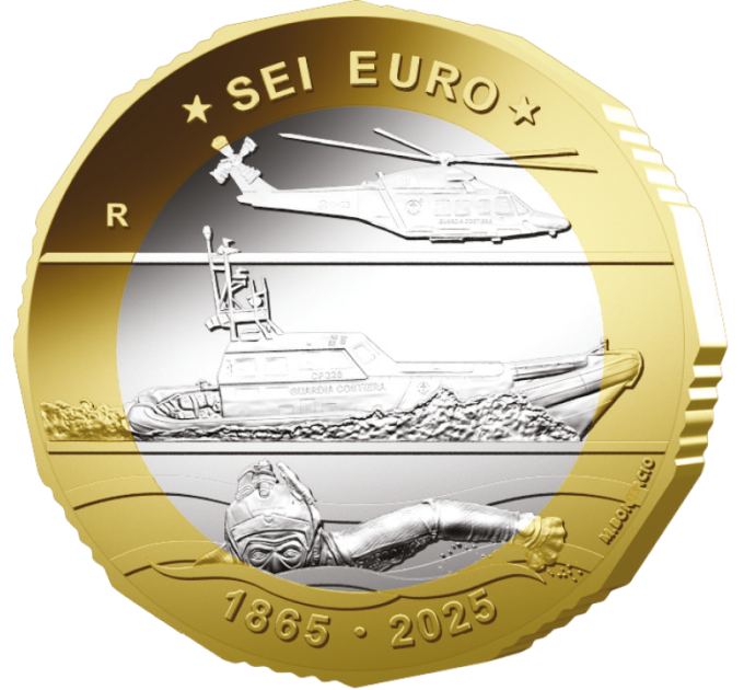Italie 6 euros BU 2025 - 160e anniversaire de l'Autorité portuaire - Garde côtière
