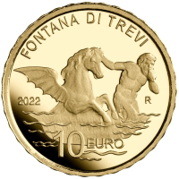 Italie 10 euros or BE 2022 - Fontaines d'Italie - Fontaine de Trevi