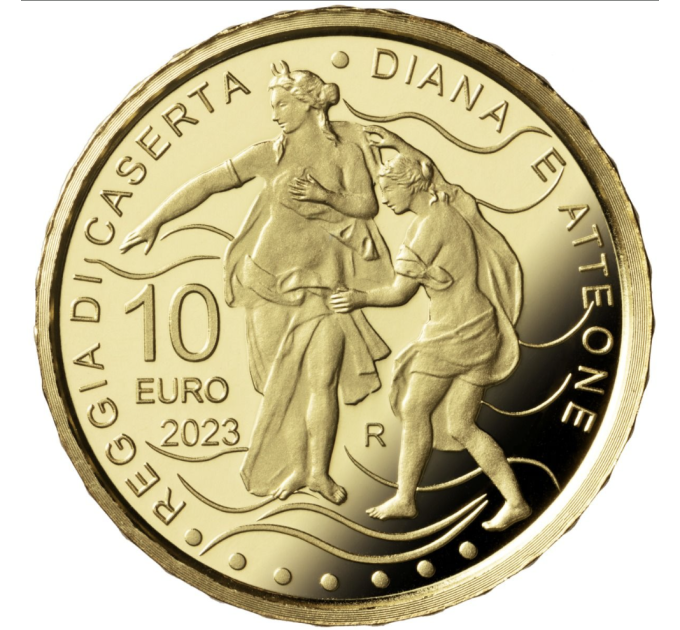 Italie 10 euros or BE 2023 - Fontaines d'Italie - Palais Royal de Caserte - Fontaine de Diane et Actéon