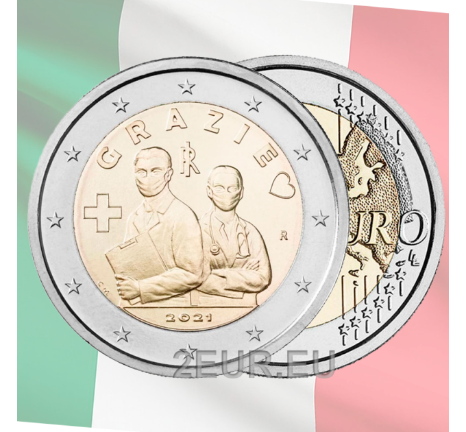 Italie 2 euro UNC 2021 - Grazie - Merci - Professions de Santé