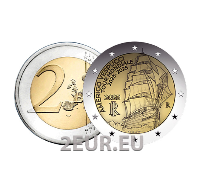Italie 2 euro UNC 2025 - Voyage du navire Amerigo Vespucci