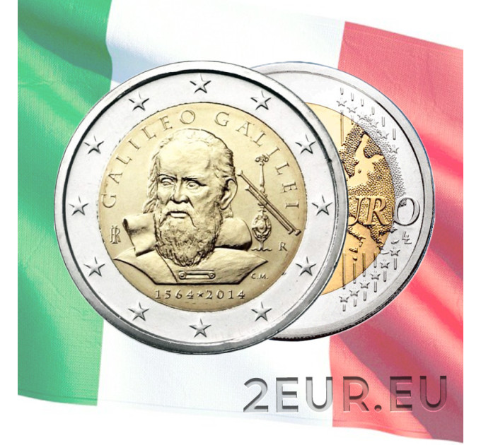 Italie 2 euro UNC 2014 - 450e anniversaire de la naissance de Galileo Galilei
