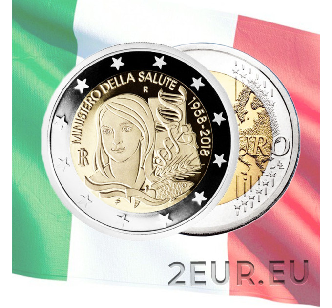 Italie 2 euro UNC 2018 - 60ème Anniversaire de la Création du Ministère Italien de la Santé 1958