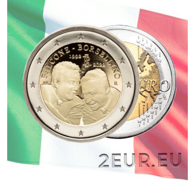 Italie 2 euro UNC 2022 - 30e anniversaire de la mort de Giovanni Falcone et Paolo Borsellino