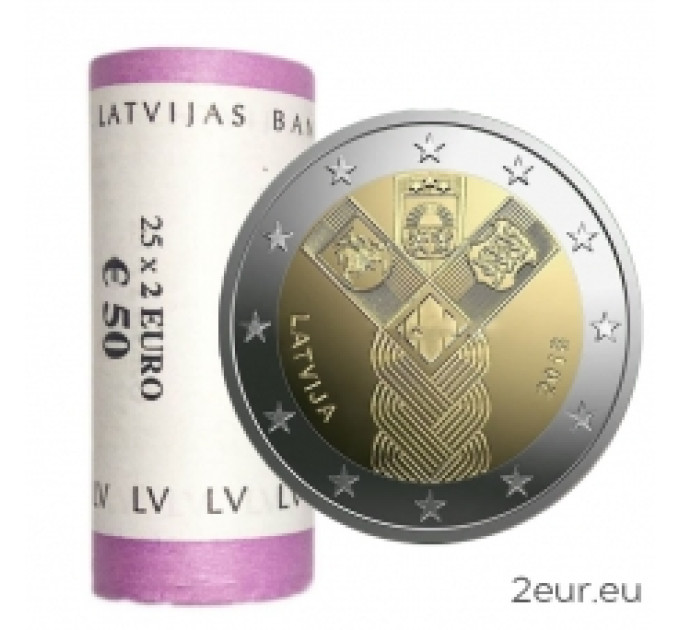 Lettonie 2 euros UNC rouler 2018 - 100e anniversaire de l'indépendance des États baltes