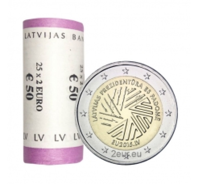 Lettonie 2 euros UNC rouler 2015 - Présidence de l'UE