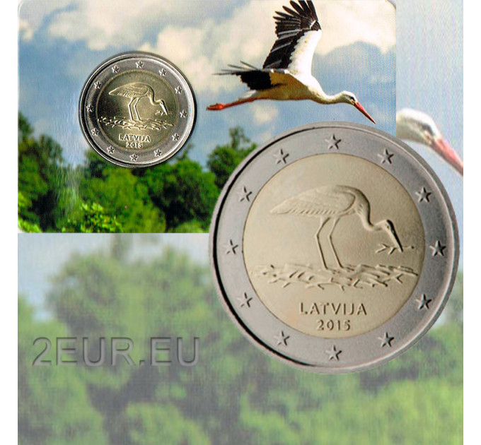 Lettonie 2 euros BU 2015 - Cigogne  