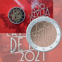 Lettonie 2 euros BU 2021 - 100e anniversaire de la reconnaissance de la République de Lettonie  