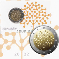 Lettonie 2 euros BU 2022 - Culture financière - 100 ans Banque de Lettonie  