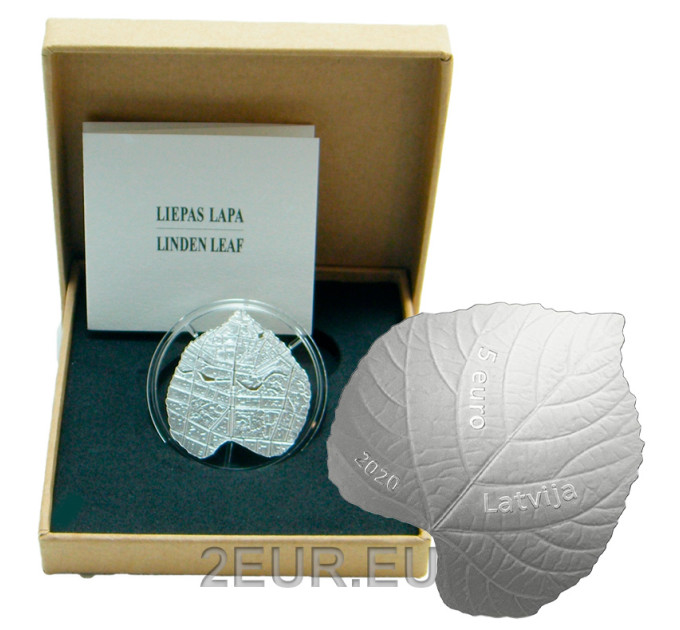 Lettonie 5 euros argent BE 2020 - Feuille de Tilleul